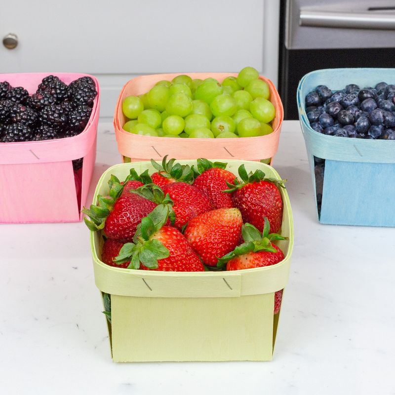 Cornucopia Brands Quart Wooden Berry Baskets, Pastels, 6pc Set; for Fruit, Gifts, Easter, Crafts, 2 of 9