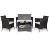 Costway 4PCS Patio Rattan Furniture Set Armrest Cushion Sofa Coffee Table withShelf Garden - 2 of 4