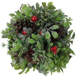 Northlight Berry Wand Pine Cone Glittered Topiary Ball Christmas Ornament - 7" - 1 of 3