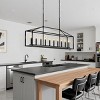 BAOURE 10 Light Black Farmhouse Chandelier Modern Linear Pendant Light with Glass Shade, Rectangle Light Fixture for Dining Room Kitchen Island - 2 of 4