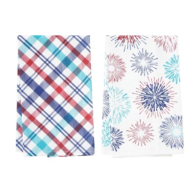 Three Blue and White Kitchen Towels by C & F