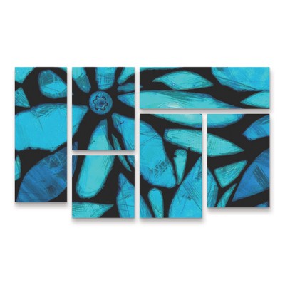 Trademark Fine Art Alonzo Saunders  Black and Blue I 3 Piece Panel Set Art