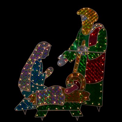40" Holographic Lighted Christmas Nativity Set Outdoor Decoration