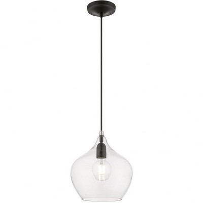 Aldrich Black and Brushed Nickel Glass Pendant Light