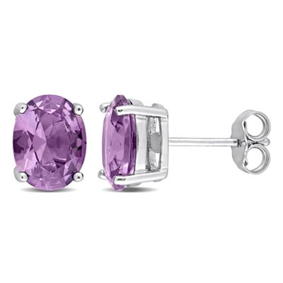 EVERLY JEWELRY | Sterling Silver 5 CT TGW Oval Simulated Alexandrite Stud Earrings