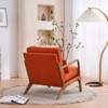 KTMBDW Accent Chair Wide Armrest Mid-Century Lounge Chair Linen Fabric Armchair with Lumbar Pillow & Oak Wood Frame for Living Room, Bedroom, Balcony - 3 of 4