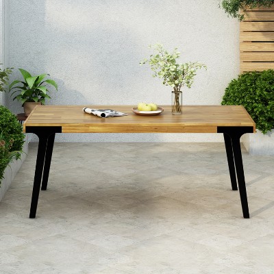 Harper 69" Teak and Black Acacia Wood Rectangular Dining Table