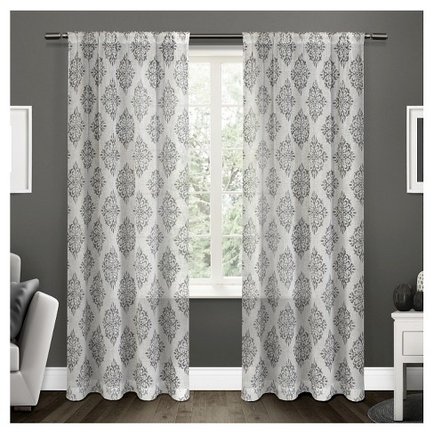Nagano Belgian Linen Ikat Print Rod Pocket Window Curtain Panel