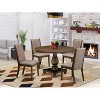 HomeStock 5-Piece Distressed Jacobean Finish Solid Wood Top Dining table with 4 Chairs - 2 of 4