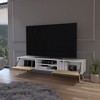 70.9" Engineered Wood Two-Toned TV Stand with Generous Shelving, Concealed Cabinet Storage, and Stable Five-Leg Support for Living Room - 4 of 4