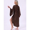 INSPIRE CHIC Women's Satin Three Quarter Sleeve Bridesmaid Bride Party Loungewear Long Pajama Robe - 4 of 4