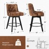 Arceso 26" Swivel Counter Height Bar Stools, Modern Bar Stools with Back and Metal Round Footrest, Solid Wood Legs, Linen Fabric Upholstered Barstools - 2 of 4