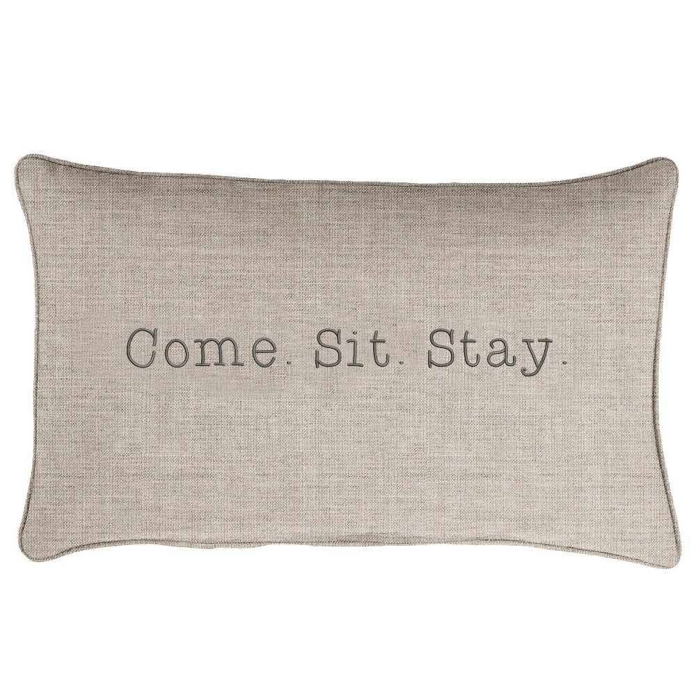 Photos - Pillow Sunbrella Indoor/Outdoor Come. Sit. Stay. Embroidered Lumbar Throw 