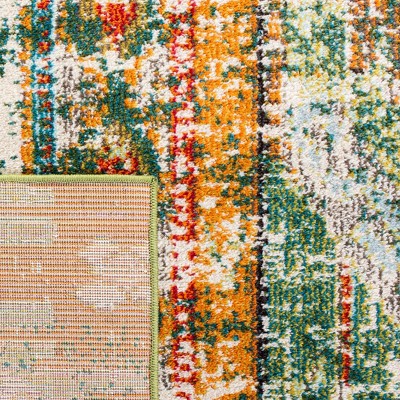 Green and Orange Distressed Boho Chic Area Rug