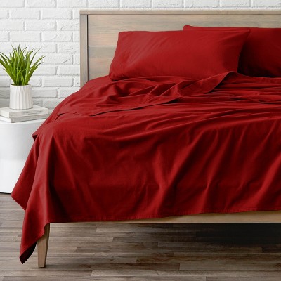 Red Cotton Flannel Split-king Sheet Set By Bare Home : Target