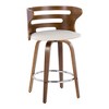 Set of 2 26" Fabric Mid-Century Modern Barstools with Wood Legs, Round Chrome Footrest, and 360¡ã Swivel for Kitchen or Home Bar - 2 of 4
