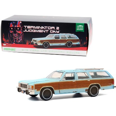 1979 Ford LTD Country Squire Light Blue w/Wood Grain Paneling (Weathered) "Terminator 2: Judgment Day" (1991) Movie 1/18 Diecast Model by Greenlight