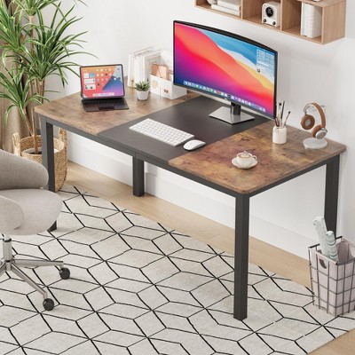 Computer Desk Gaming Desk - 63 Inch Large Rectangle Wood Table with Sturdy Metal Legs, Multi-Function Workstation