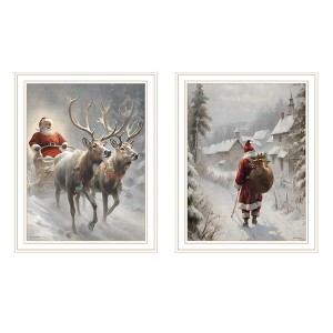 Gulches 2-Piece Vignette On The Eve of Christmas White Framed Wall Art by Jo Moulton, Ready-to-Hang for Living Room, Holiday Decor - 1 of 4