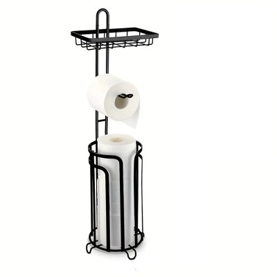 YIGII- toilet paper holder bracket, metal rust proof tissue roll floor bracket, bathroom storage
