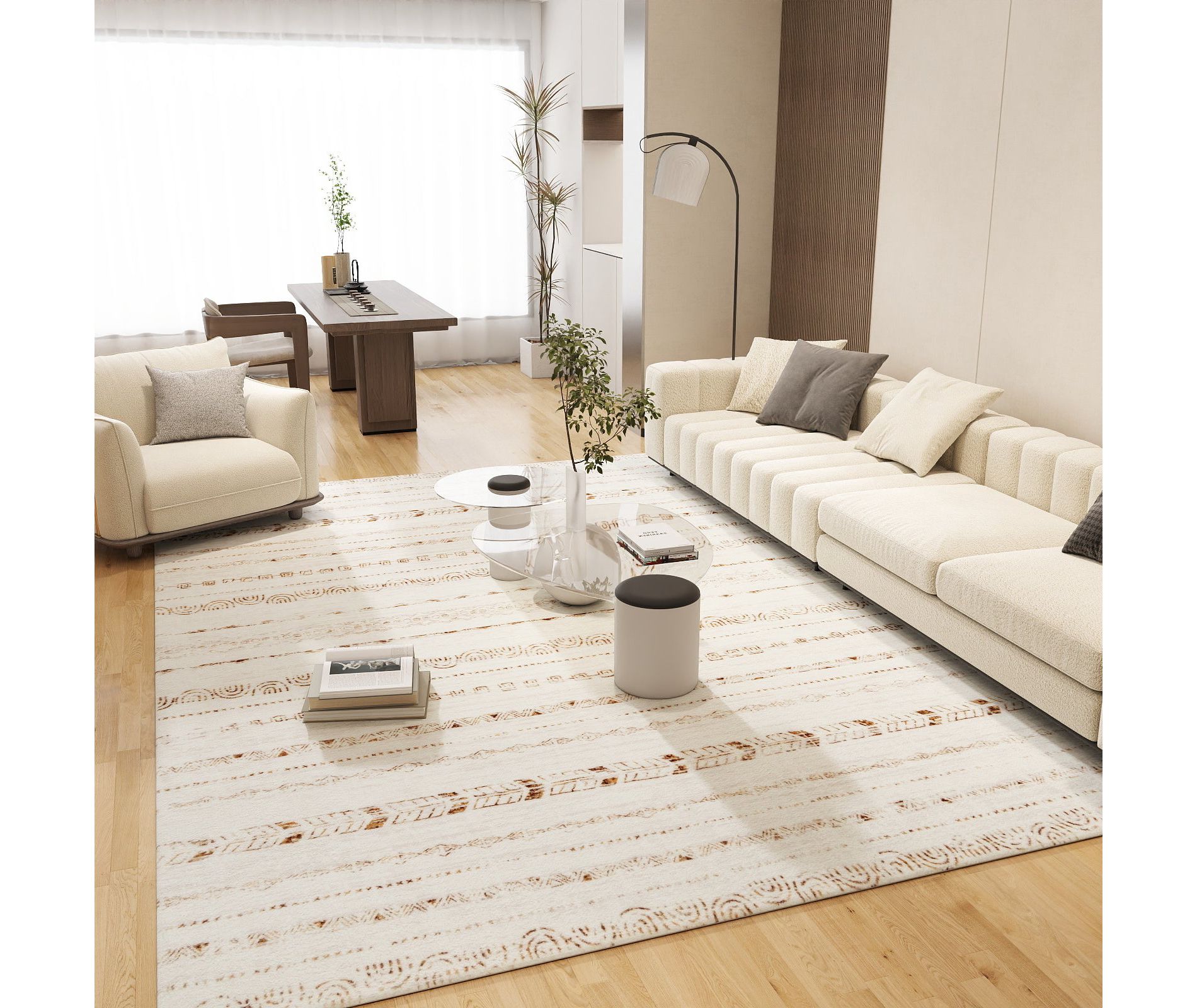 Area Rug Living Room Rugs 5x7 Washable Boho Large Neutral Farmhouse for Bedroom Nursery Kids Playroom Office Dining Room Home House