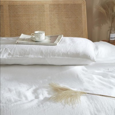 BAFODE 100% French Linen White Body Pillow Cover, Stone Washed Flax Linen Body Pillow Cover 20x54, Super Soft Breathable Cooling-Envelope Design