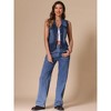 INSPIRE CHIC Women's Sleeveless Turndown Collared V Neck Button Down Waistcoat Denim Vest - 4 of 4