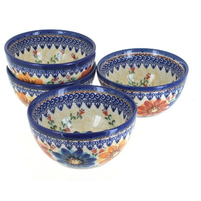 Blue Rose Polish Pottery Autumn Burst 4 PC Dessert Bowl