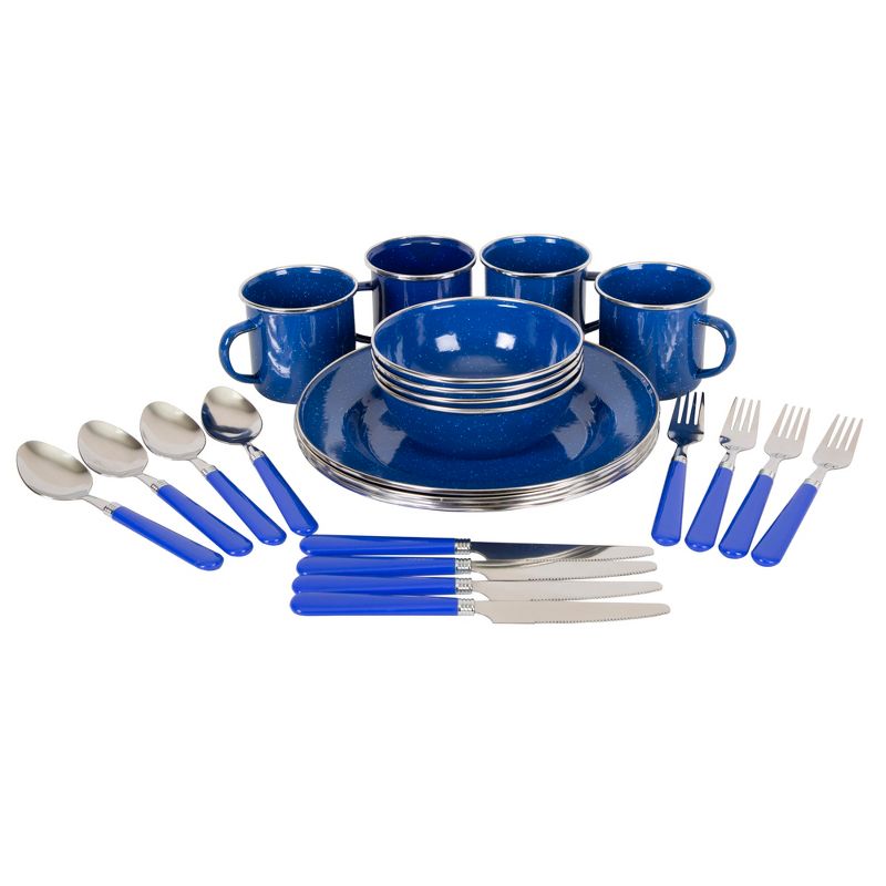 Stansport Enamel Camping Tableware Set 24 Pieces Blue, 1 of 17