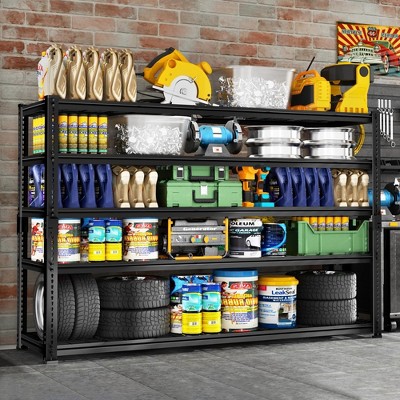 5 Tiers Metal Adjustable Garage Storage Shelving Unit with 2800 LBS Capacity in Black