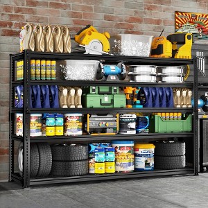 5 Tiers Metal Adjustable Garage Storage Shelving Unit with 2800 LBS Capacity in Black - 1 of 4