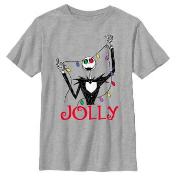 Boy's The Nightmare Before Christmas Jack Jolly Christmas Lights T-Shirt