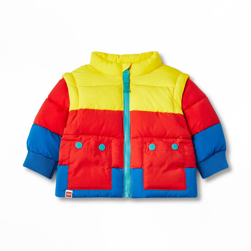 Size 18M Baby Color Block Puffer Jacket - LEGO Collection x Target Yellow/Red/Blue