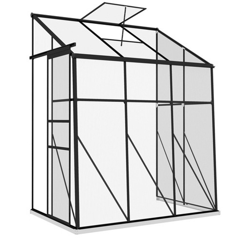 Outsunny 6' X 4' Lean-to Polycarbonate Greenhouse With Sliding Door ...