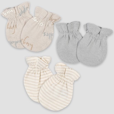 Image of Gerber Baby 3pk Safari Mittens - Gray