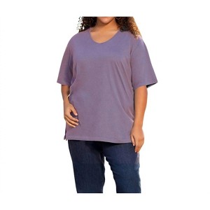 Women's Jersey Short Sleeve V-Neck Tunic - Plus - On The Plus Side - 1 of 4