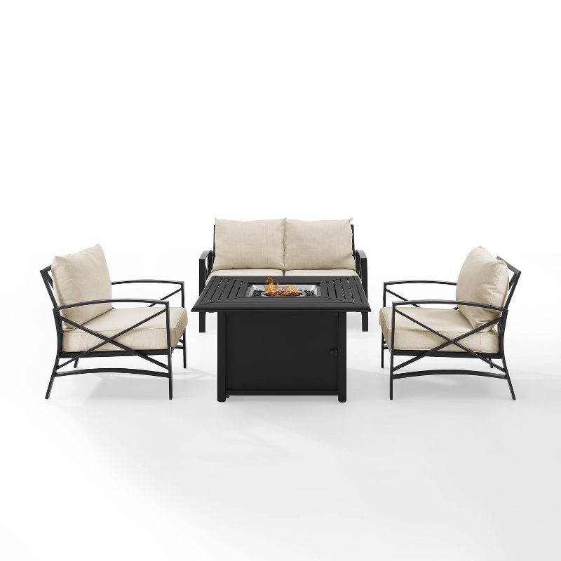 Kaplan 4pc Outdoor Conversation Set with Dante Fire Table - Oatmeal - Crosley, 3 of 17
