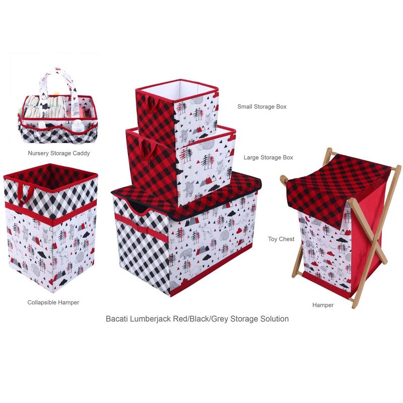 Bacati - Woodlands Red/Black/Gray Collapsible Laundry Hamper, 5 of 7