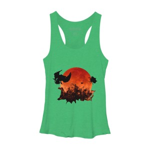 Women's Design By Humans Spooky Halloween Blood Moon Eclipse Ghostly Birds By KateLCardsNMore Racerback Tank Top - 1 of 3