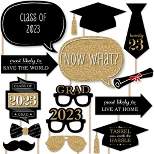 Big Dot of Happiness Gold Graduation Party - 2023 Grad Photo Booth Props Kit - 20 Count