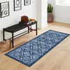 Modern Rugs Floral Print Mat Non-Slip Boho Low Pile Non-Shedding Carpet, 2' x 8' Blue - 3 of 4