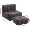 Memory Foam Bean Bag Chair with Ottoman - Super Soft Fluffy Lounger for Living Room, Bedroom & Game Room, Machine Washable Cover,black - 3 of 4