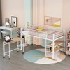 Twin Size Metal Loft Bed with Desk and Shelves - 2 of 4
