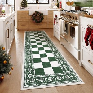2x6 Runner Rug, Non-Slip Checkered Christmas Rug, Low Pile Easy-to-Clean Mat, Holiday Decor Rug for Kitchen, Entryway & Living Room - 1 of 4