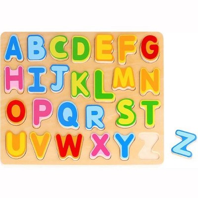 Toysters 27 Piece Chunky Colorful Educational Alphabet Wooden Puzzle ...