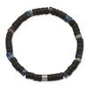 Chisel Stainless Steel Brushed Blue Sediment and Black Agate Beaded Stretch Bracelet - 2 of 2