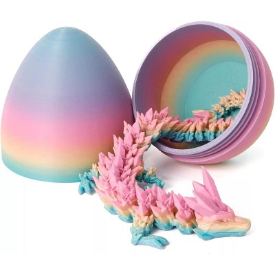 Kitcheniva 3D Printed Egg Dragon Fully Articulated With Egg Fidget Toy Rainbow