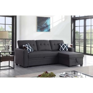 VYNXARIA 82inch Width Sectional sofa with storage chaise and cupholder armrest,Dark Gray - 1 of 4