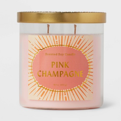15.1oz Lidded Glass Jar 2-wick Candle Pink Champagne - Opalhouse™ : Target