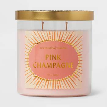 15.1oz Lidded Glass Jar 2-Wick Candle Pink Champagne - Opalhouse™